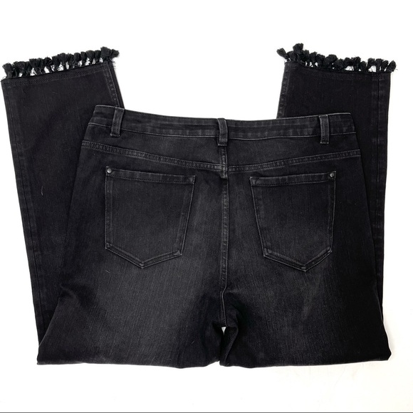 Soft Surroundings Black Slim Leg Pom Pom Hem Jeans - Picture 2 of 6